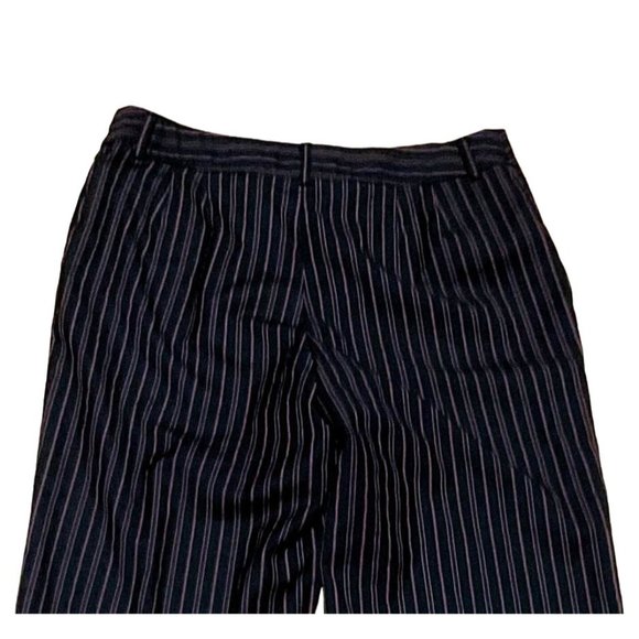WIDE LEG STRIPED PANTS SZ 10 BLACK PINK PINSTRIPE WORKWEAR APOSTROPHE WOMENS - Picture 4 of 5
